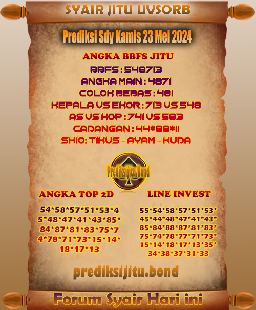 Prediksi Sdy Kamis 23 Mei 2024