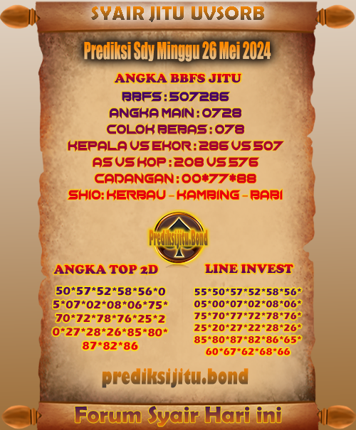 Prediksi Sdy Minggu 26 Mei 2024