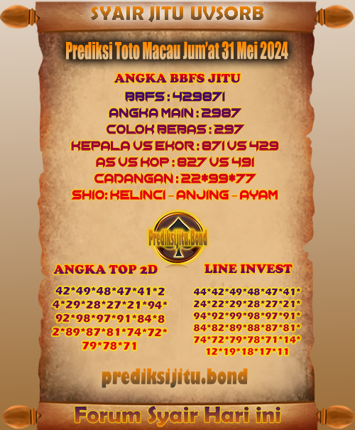 Prediksi Toto Macau 31-Mei 2024